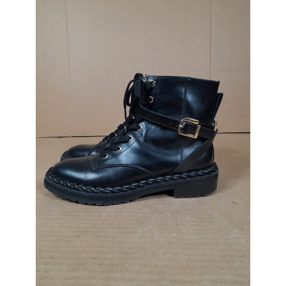 Louise Et Cie Sabri Rope  BlAck Leather Bootie Women Sz  7  M  Side Zip Boot